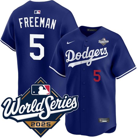 Youth Los Angeles Dodgers #5 Freddie Freeman Nike Royal 2025 World Series Home Limited Jersey
