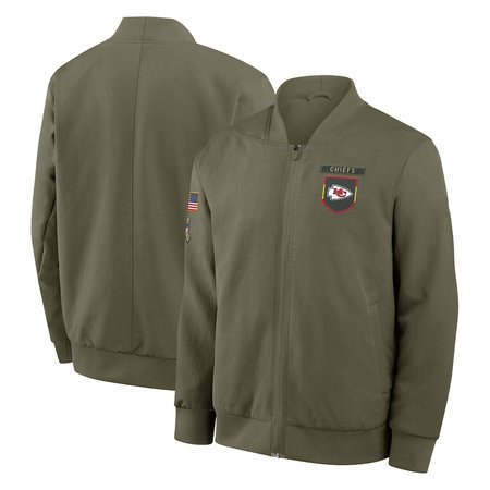 Men's Kansas City Chiefs Nike Olive 2025 Salute to Service Sideline Full-Zip Bomber Jacket
