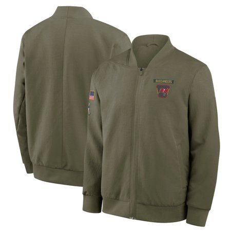 Men's Tampa Bay Buccaneers Nike Olive 2025 Salute to Service Sideline Full-Zip Bomber Jacket
