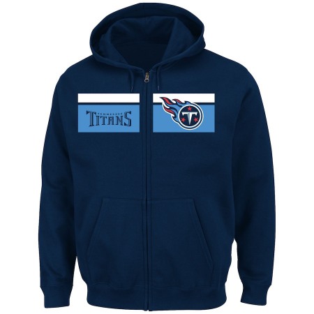 Men's Tennessee Titans Navy Touchback Full-Zip NFL Hoodie