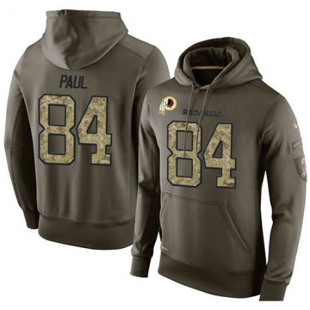 NFL Men's Washington Redskins #84 Niles Paul Stitched Green Olive Salute To Service KO Performance Hoodie