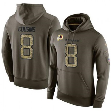 NFL Men's Washington Redskins #8 Kirk Cousins Stitched Green Olive Salute To Service KO Performance Hoodie