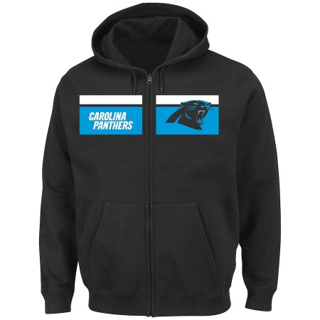 Men's Carolina Panthers Black Touchback Full-Zip NFL Hoodie