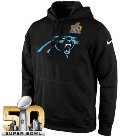 Men's Carolina Panthers Black Super Bowl 50 KO Logo Essential Hoodie