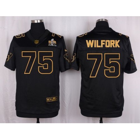 Nike Texans #75 Vince Wilfork Black Men's Stitched NFL Elite Pro Line Gold Collection Jersey