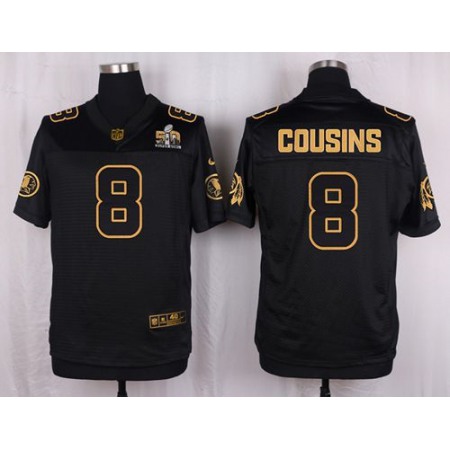 Redskins #8 Kirk Cousins Black Men's Stitched NFL Elite Pro Line Gold Collection Jersey